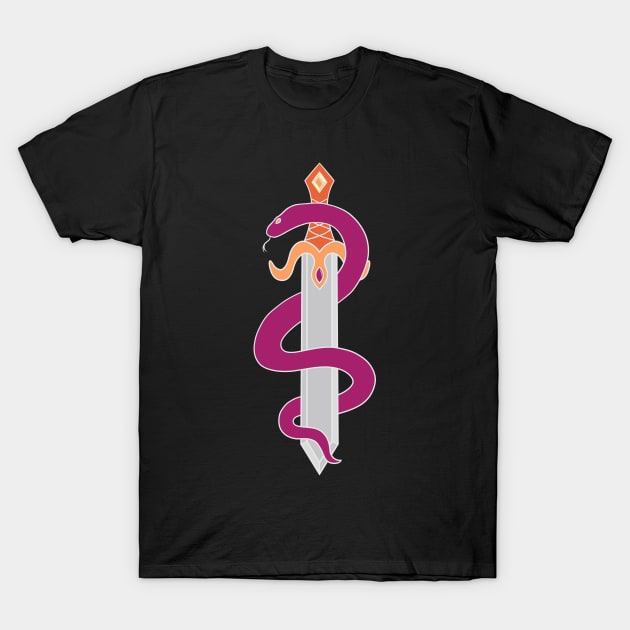 Sword and Snake (Lesbian Colors) T-Shirt by inatorinator